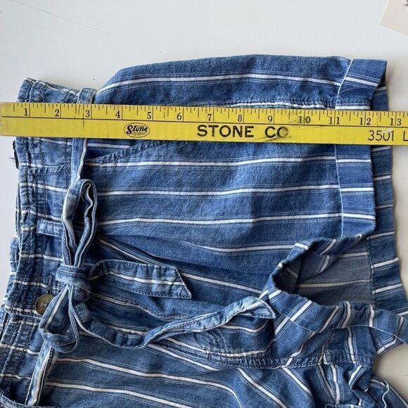 American Eagle Outfitters Striped Cotton Paperbag Shorts Blue White 8 - Picture 7 of 9